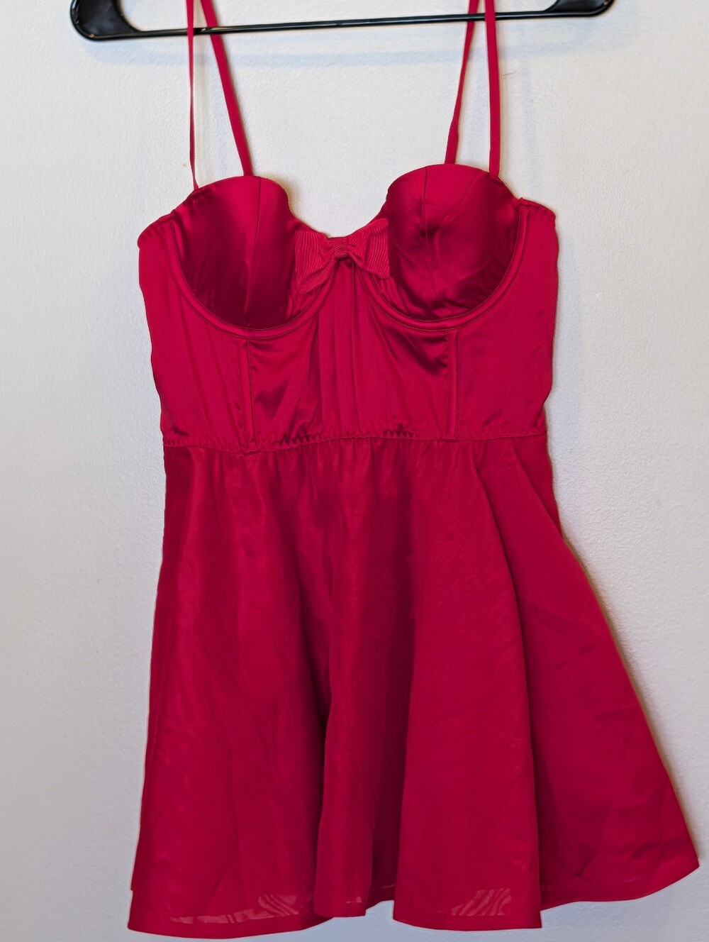 Victoria’s Secret Red Corset Mini Dress Boned Padded Sweetheart Sparkle M